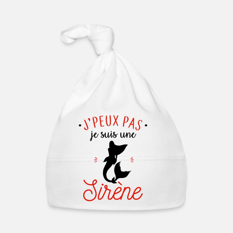 Je suis une sirène - Bonnet bio Bébé - blanc