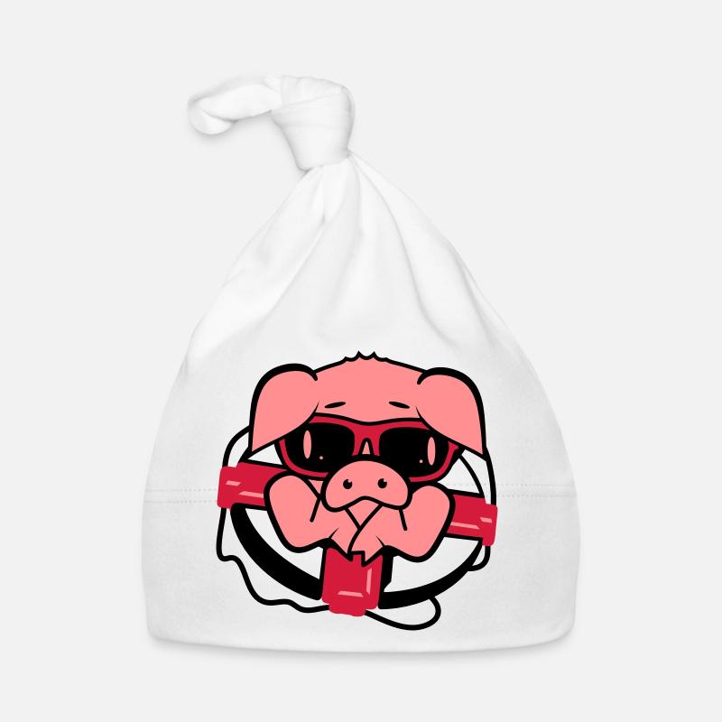 Un cochon avec une bouée de sauvetage Bonnet bio Bébé