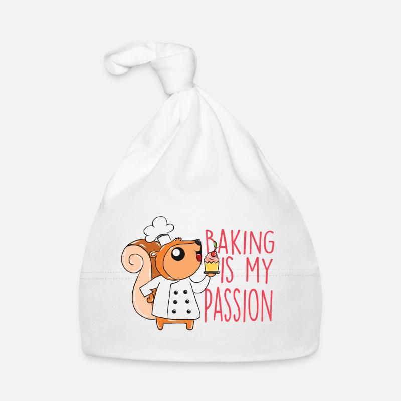 Backen Eichhörnchen - Baby Bio-Mütze - Weiß