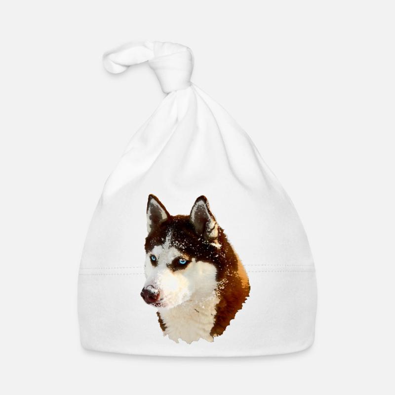 Nordic Husky Head Drawing Organic Baby Cap