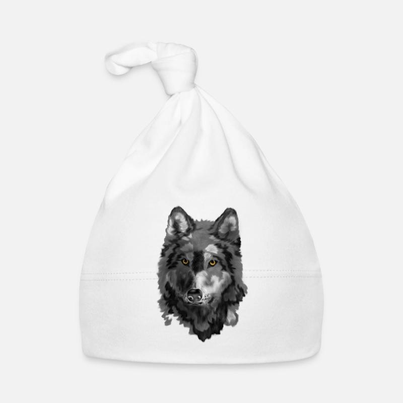 Wolf - Baby Bio-Mütze - Weiß