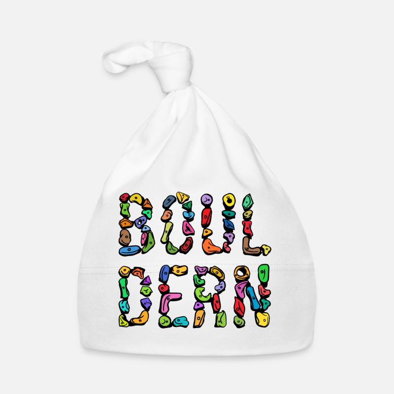 Bouldern Boulder Klettern Schrift Bergsteigen - Baby Bio-Mütze - Weiß