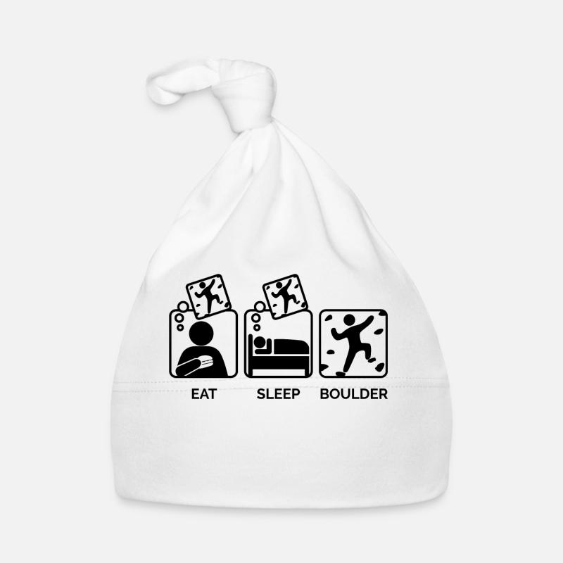 Rocher, escalade, alpinisme, manger, dormir, dire - Bonnet bio Bébé - blanc