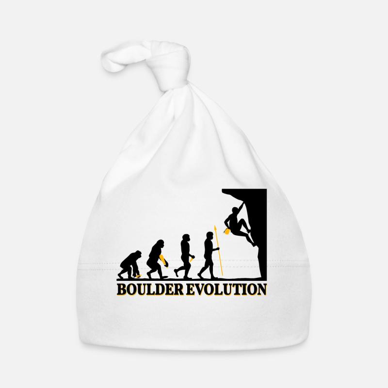 Boulder Evolution Klettern Bergsteigen Spruch Baby Bio-Mütze