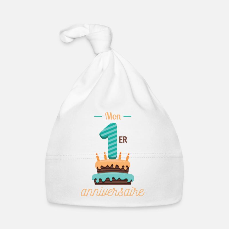 Mon 1er anniversaire - Bonnet bio Bébé - blanc