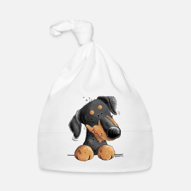 Lustiger Dobermann Oder Pinscher I Hund Comic Baby Bio-Mütze