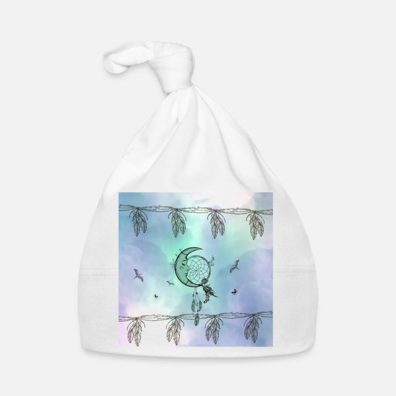 Dream catcher with moon and feathers Organic Baby Cap