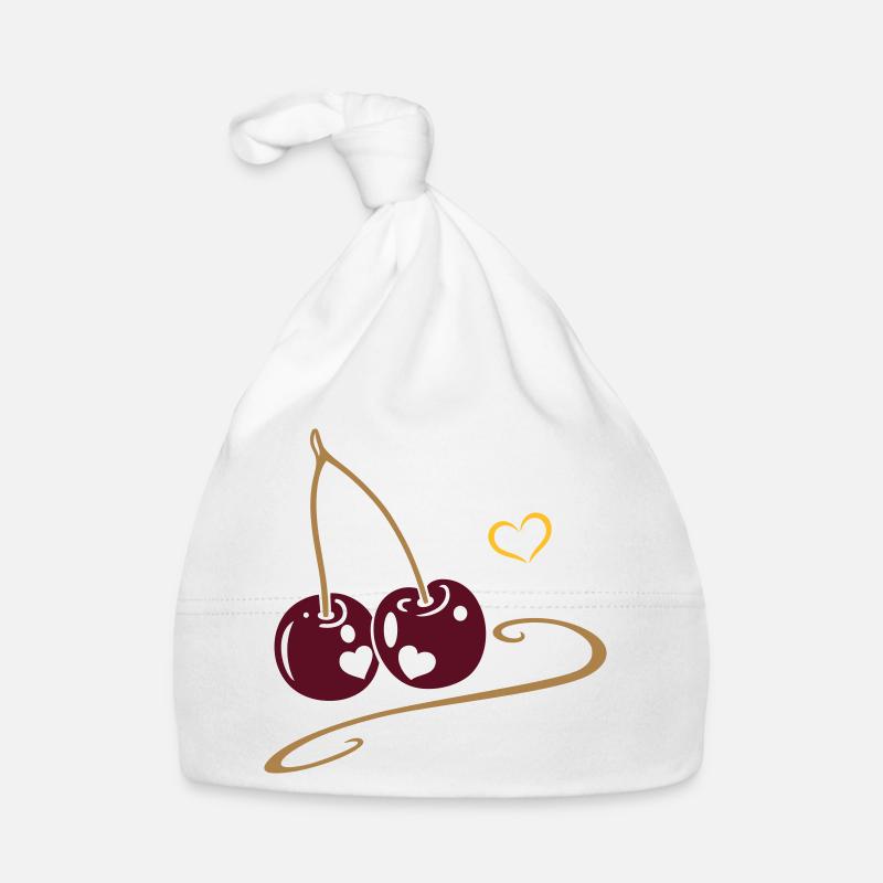 Two cherries with hearts, in love. Organic Baby Cap