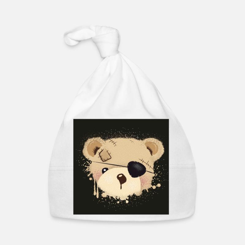cute pirate teddy graffiti with eye patch Organic Baby Cap