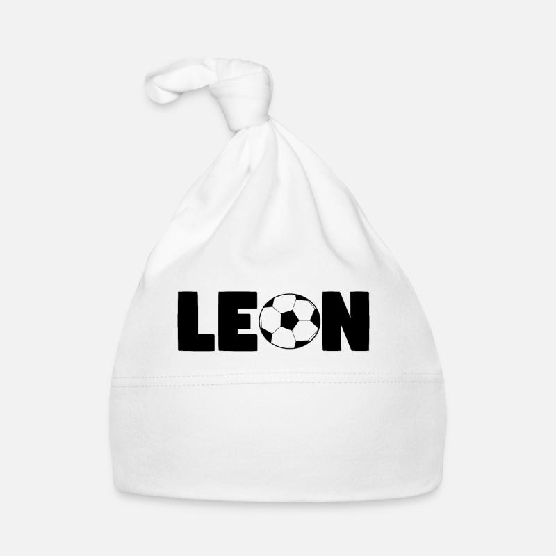 Cadeau de prénom garçon Leon - Bonnet bio Bébé - blanc