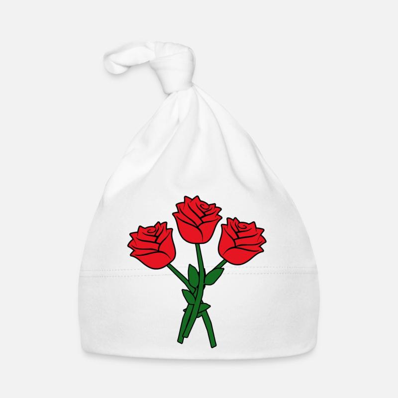 Fleurs roses rouges Bonnet bio Bébé