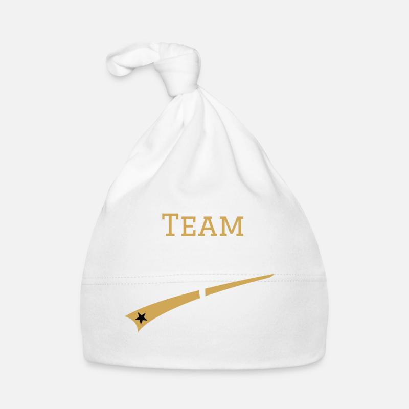 Vatertagsgeschenk Team Papa in der Gold Edition Baby Bio-Mütze