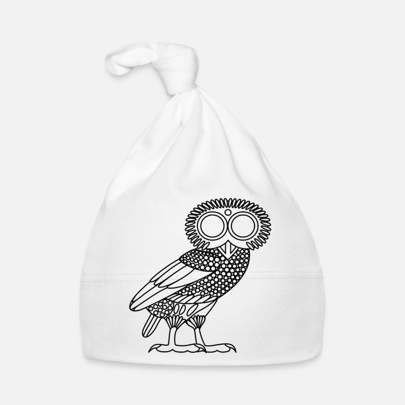 Eule der Athene [Black Outline (nur Eule)] Baby Bio-Mütze
