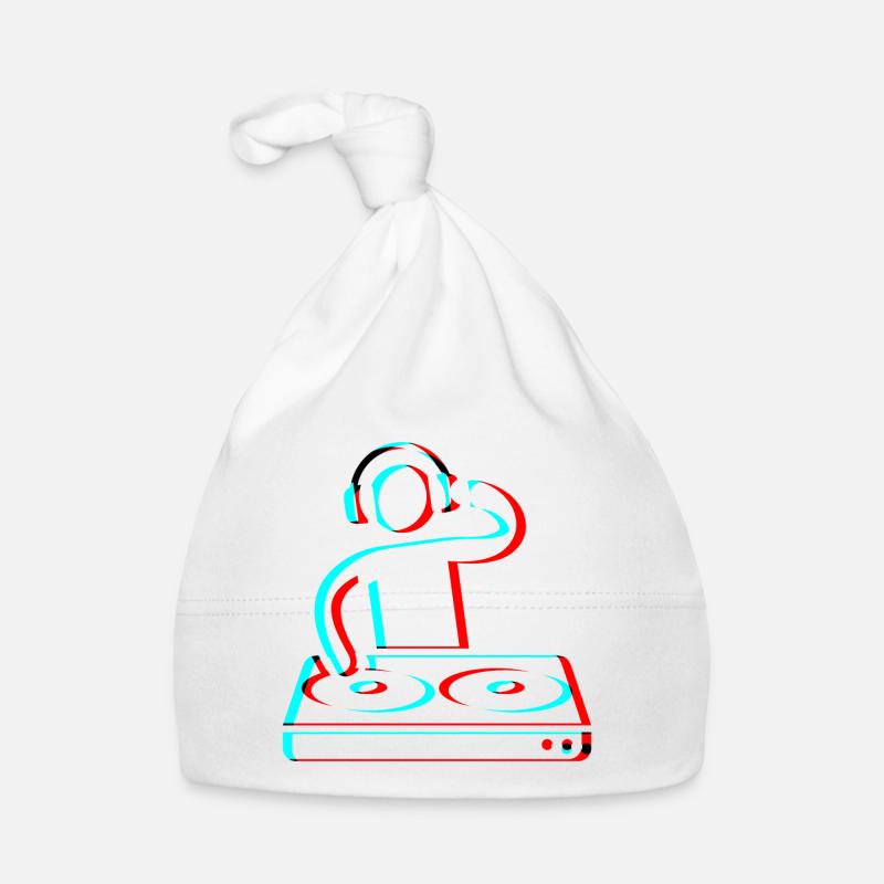 Techno Dj 3d Electro Red Blue tik tok edm blanc - Bonnet bio Bébé - blanc