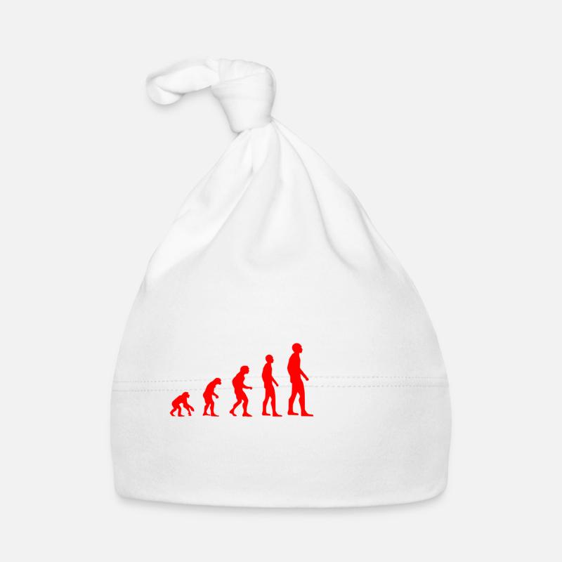 Evolution Handball Shirt Idee Geschenk Rot Weiß - Baby Bio-Mütze - Weiß