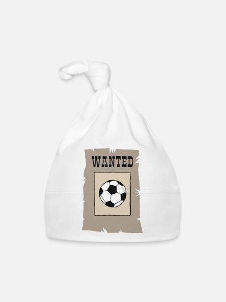wanted Football wants football Soccer Soccer Ball - Organic Baby Cap - white - Front