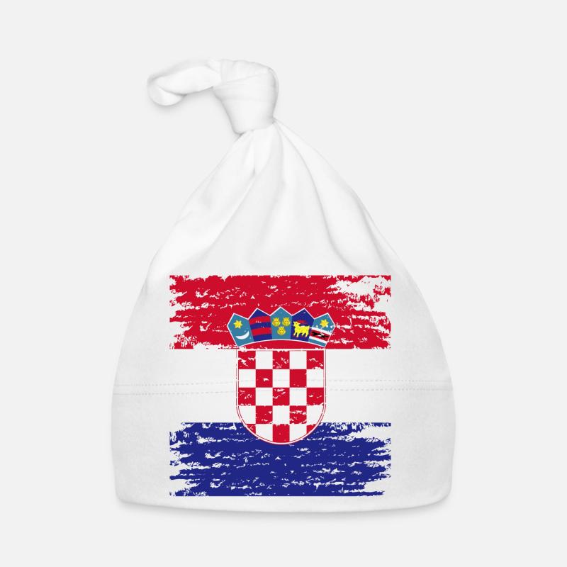 Drapeau Croate Authentique Écusson - Bonnet bio Bébé - blanc