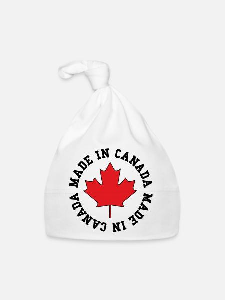 Made in Canada – Maple Leaf Statement - Organic Baby Cap - white - Front