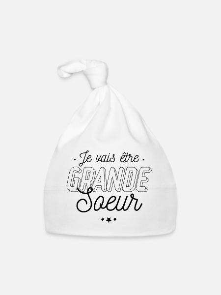 Je vais être grande sœur - Bonnet bio Bébé - blanc - Devant