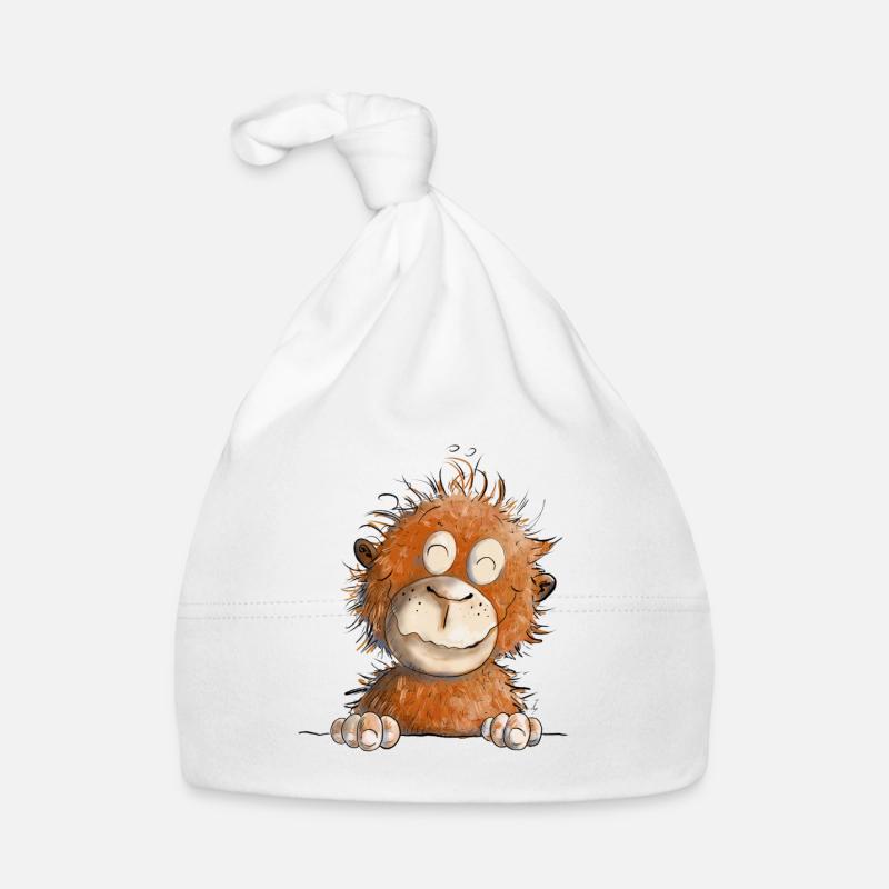 Drôle de singe I bébé singe I orang utan bébé - Bonnet bio Bébé - blanc