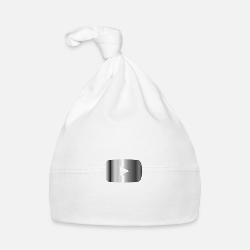 Silberner Play Button  Baby Bio-Mütze