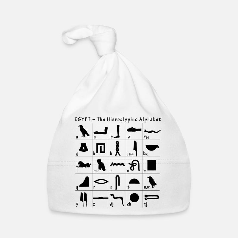 Alphabet hiéroglyphique - Bonnet bio Bébé - blanc