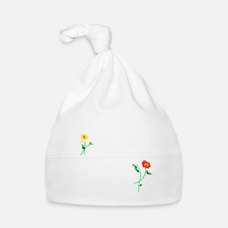 Weisser Rahmen mit Blumen Deko Dekoration Baby Bio-Mütze