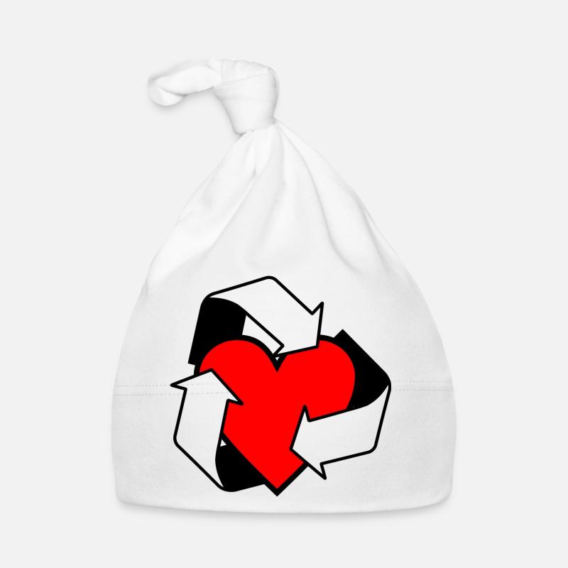 Reusing love with heart white arrows Organic Baby Cap