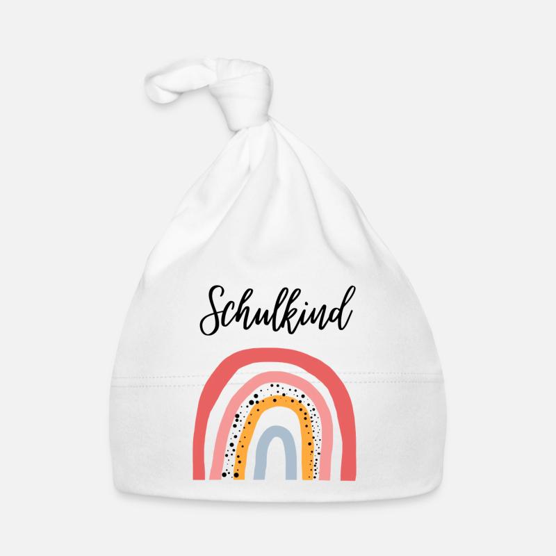 Schulkind Regenbogen Geschenkidee zur Einschulung - Baby Bio-Mütze - Weiß