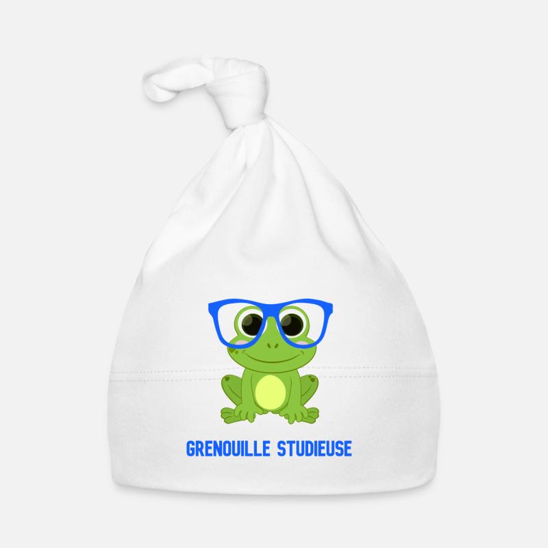 Grenouille studieuse. Bonnet bio Bébé