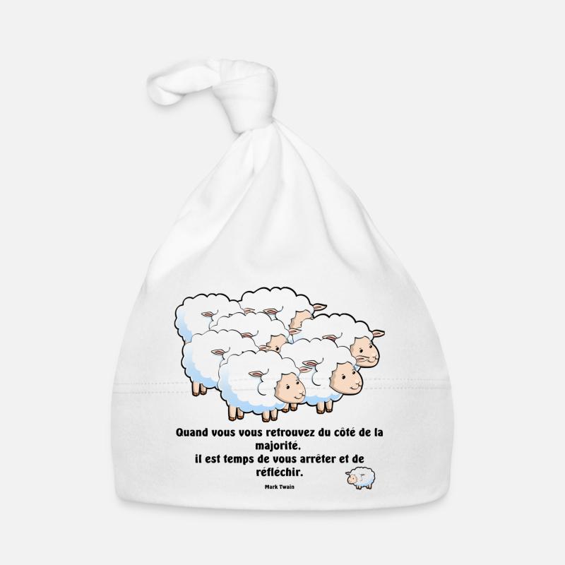Les moutons de la majorité... - Bonnet bio Bébé - blanc