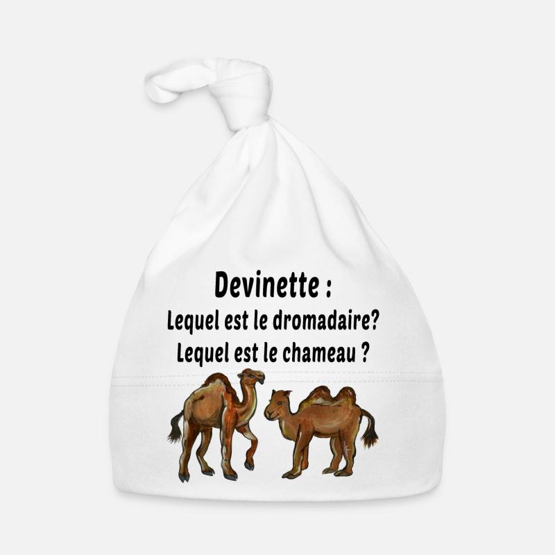 devinette lequel le dromadaire lequel le chameau - Bonnet bio Bébé - blanc