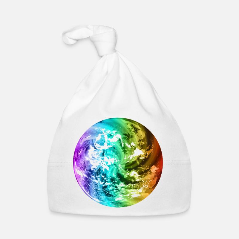 Colorful globe world globe earth Colorful earth globe Organic Baby Cap