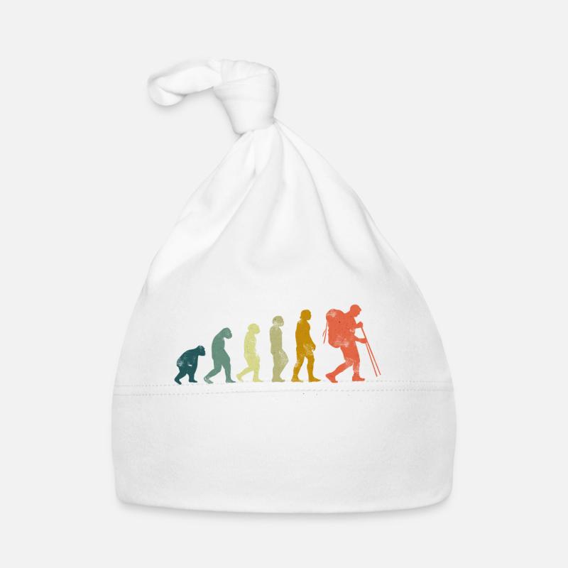 Jakobsweg Evolution Pilger Wanderer Geschenk Retro - Baby Bio-Mütze - Weiß