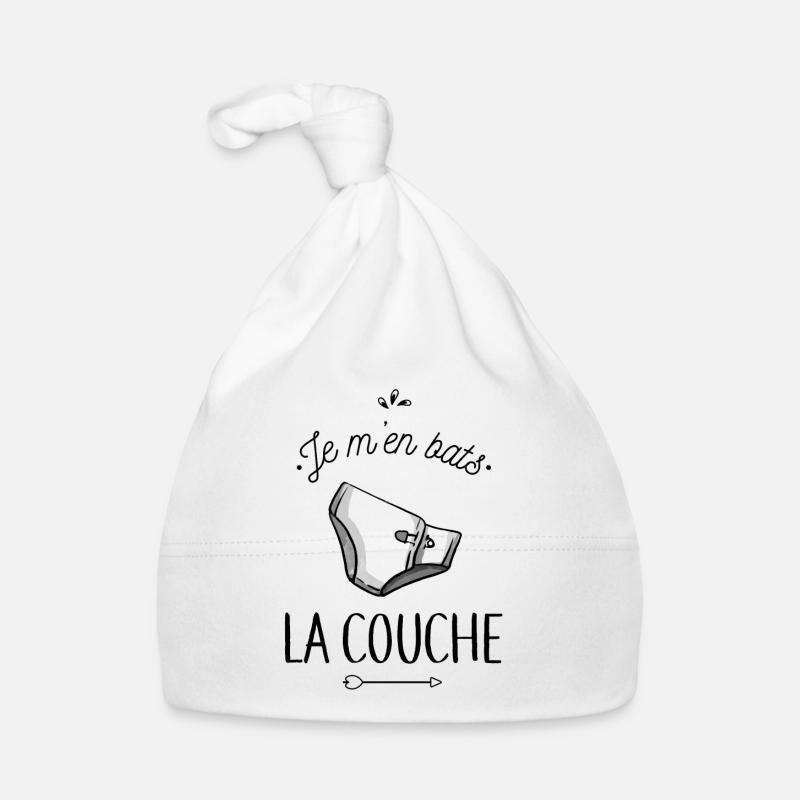 Je m'en bats la couche - Bonnet bio Bébé - blanc