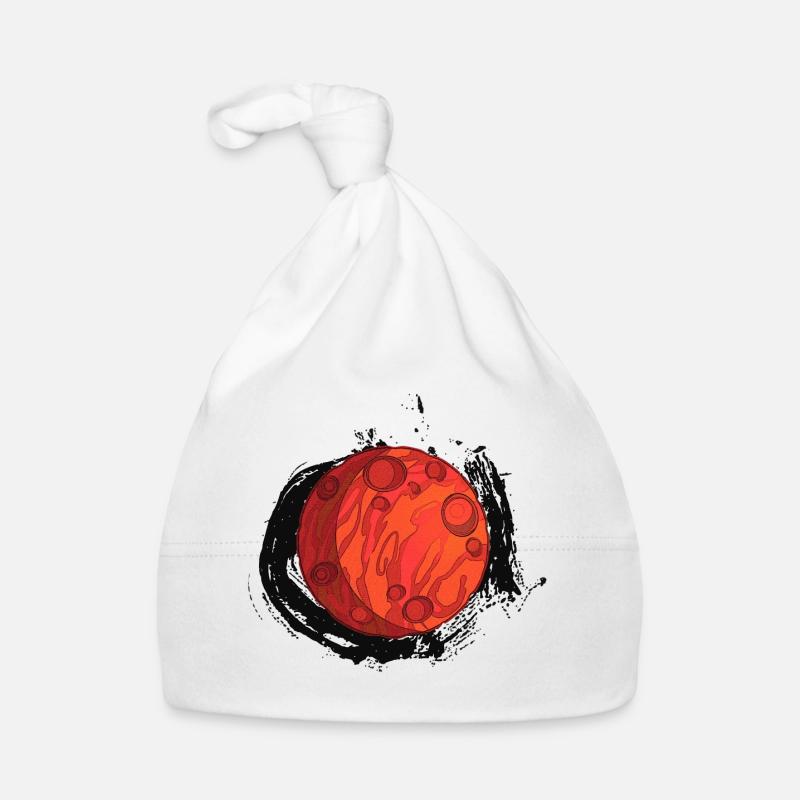 Planète Mars avec arrière-plan, planètes - Bonnet bio Bébé - blanc