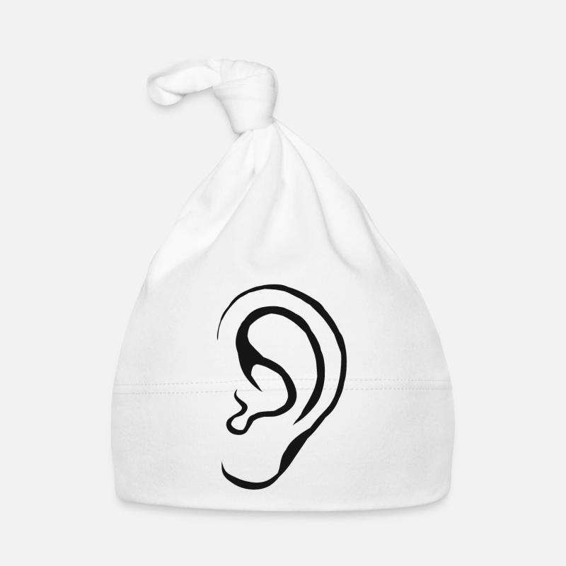 Oreilles Entendre cadeau d’oreilles idées cadeaux - Bonnet bio Bébé - blanc