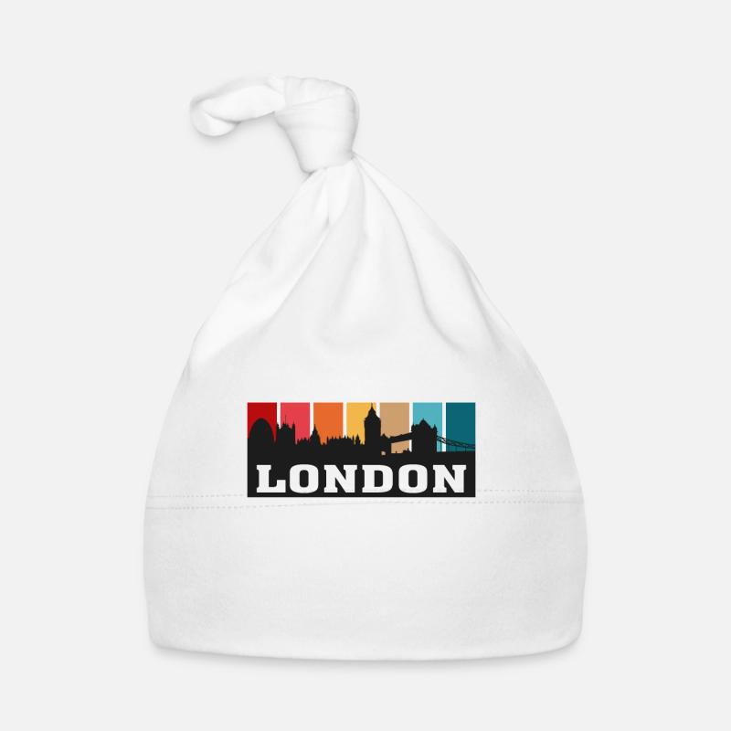 Londres Angleterre Voyage Skyline Souvenir Silhouette Bonnet bio Bébé