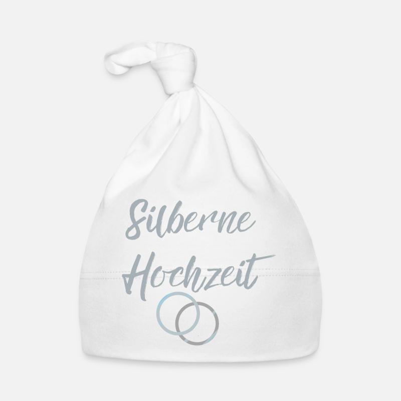 Silberne Hochzeit Eheringe silber 25 Hochzeitstag - Baby Bio-Mütze - Weiß