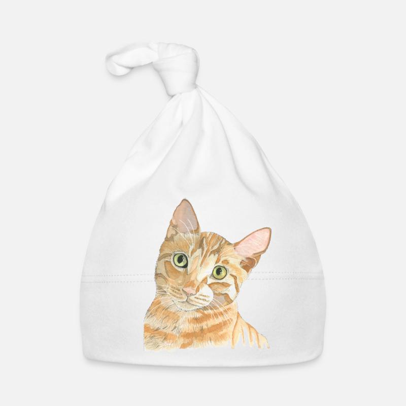 rote Katze - Baby Bio-Mütze - Weiß