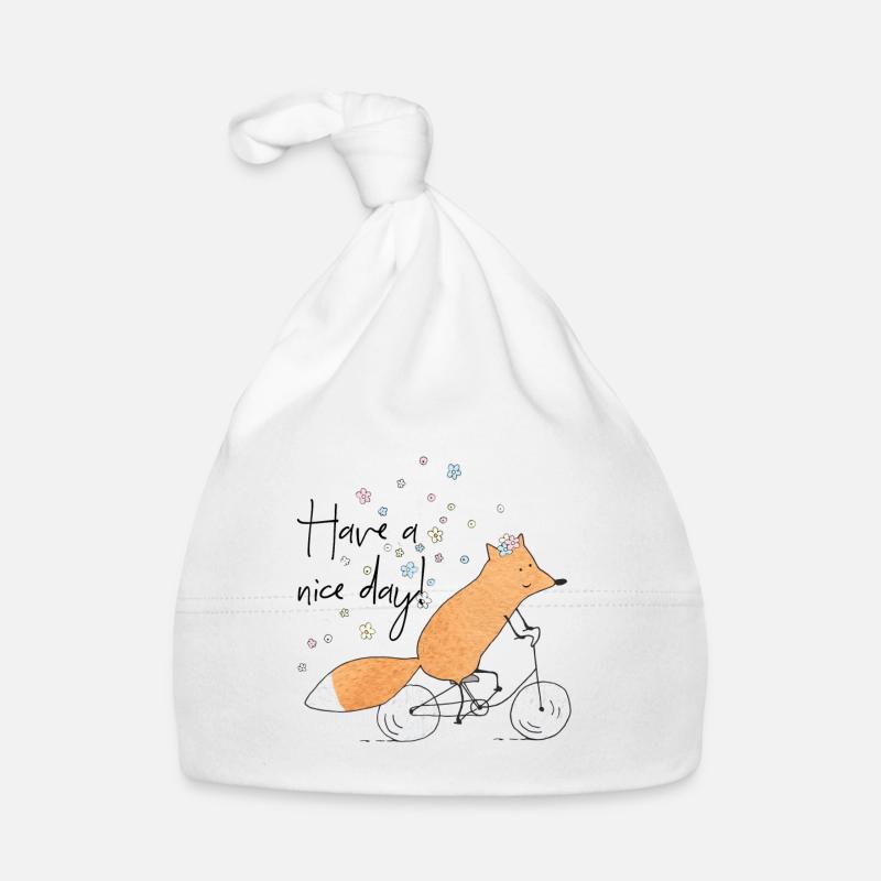 Fuchs im Frühling - Baby Bio-Mütze - Weiß