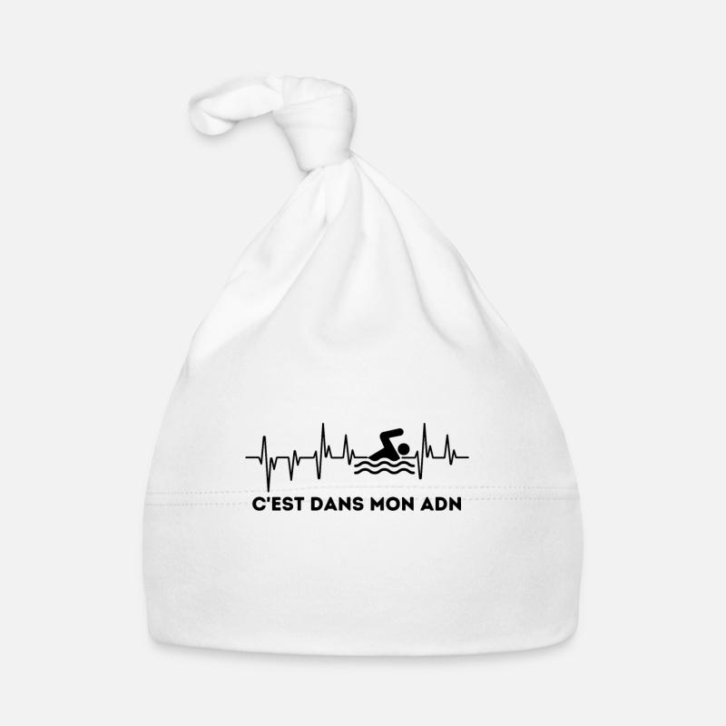 C'est dans mon ADN Natation Cadeau sport - Bonnet bio Bébé - blanc