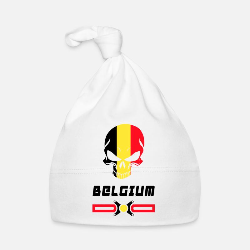 Conception de drapeau de crâne de Belgique Bonnet bio Bébé