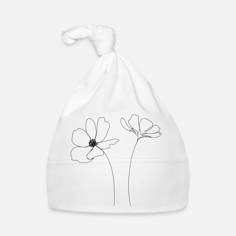 Dessin d'une ligne de fleurs Bonnet bio Bébé