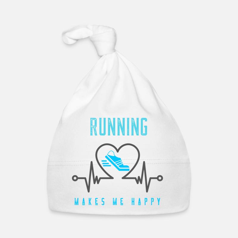 La course rend heureux coureur runner rythme cardiaque - Bonnet bio Bébé - blanc