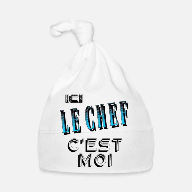 Ici le Chef C'est Moi Patron - Bonnet bio Bébé - blanc