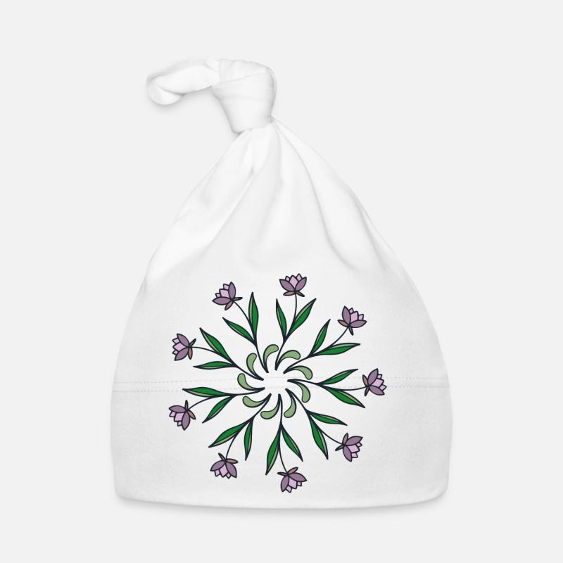 Fleurs, Blumen, Rosette - Bonnet bio Bébé - blanc