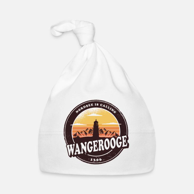 Wangerooge Leuchtturm Sunset Design Baby Bio-Mütze
