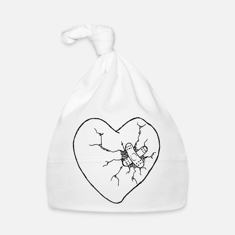 Coeur brisé guéri - Bonnet bio Bébé - blanc