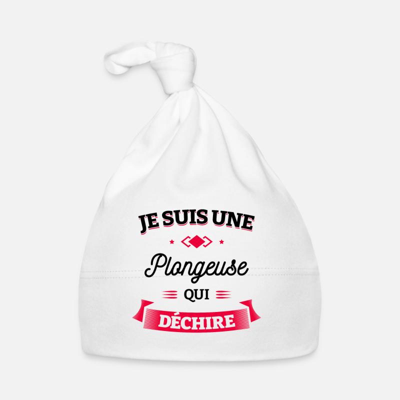 PLONGEUSE QUI DÉCHIRE - Bonnet bio Bébé - blanc